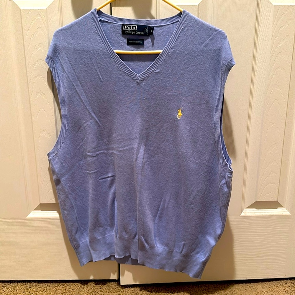 Men’s Polo lightweight sweater vest, XL, light blue
